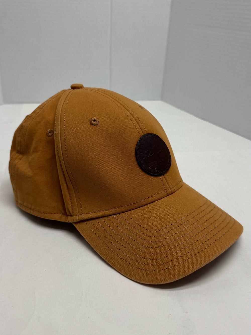 Timberland Rust Brown Baseball Cap with Leather Patch
